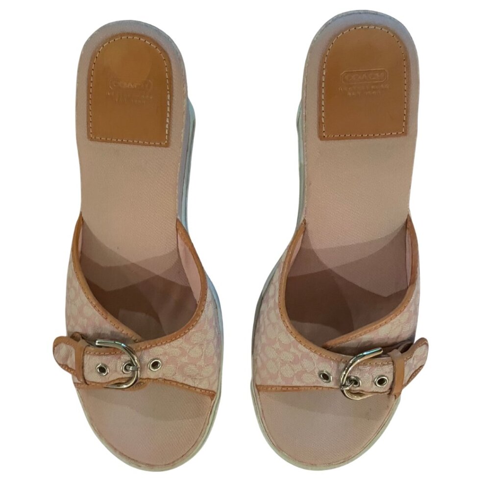 Coach Adele P525 Pink & White Wedge Sandals – Size 11B